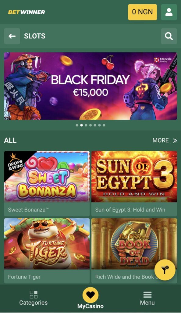 BetWinner Casino Page