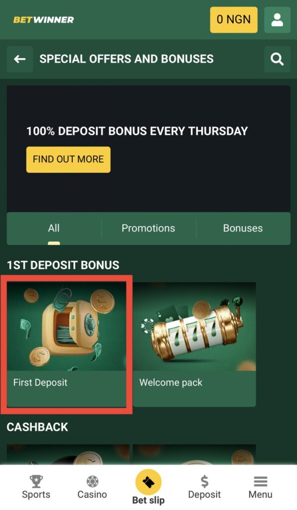 BetWinner First Deposit Bonus promotion