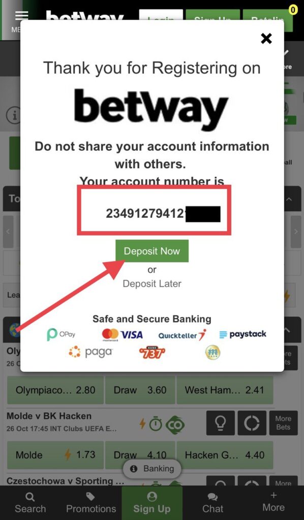 Betway registration is finished