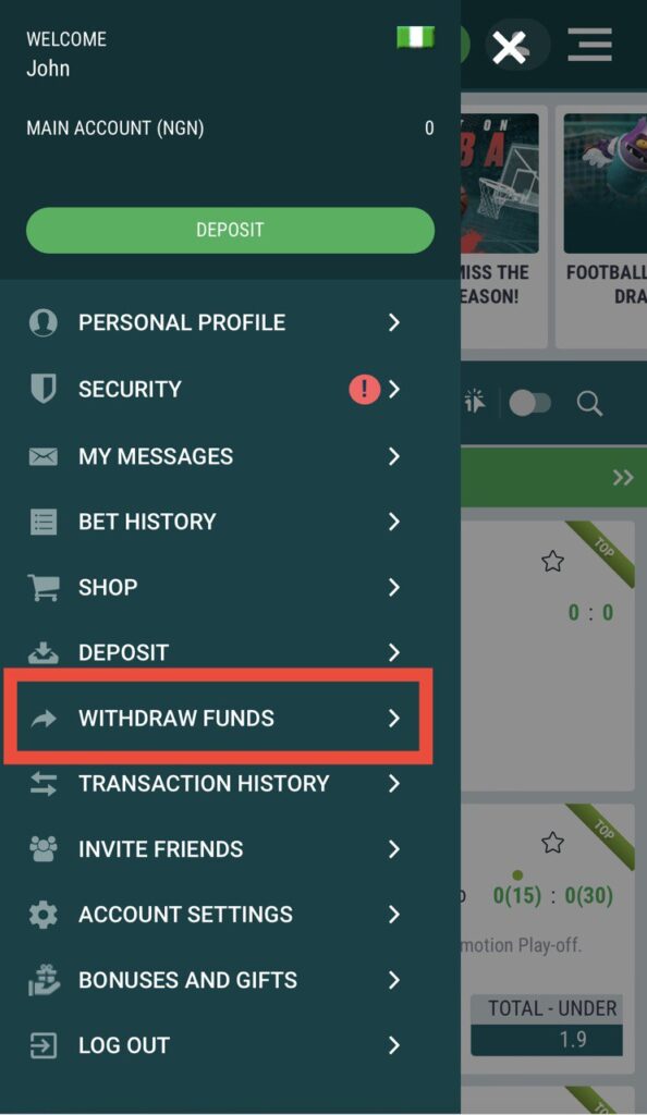 22Bet Withdraw Funds link