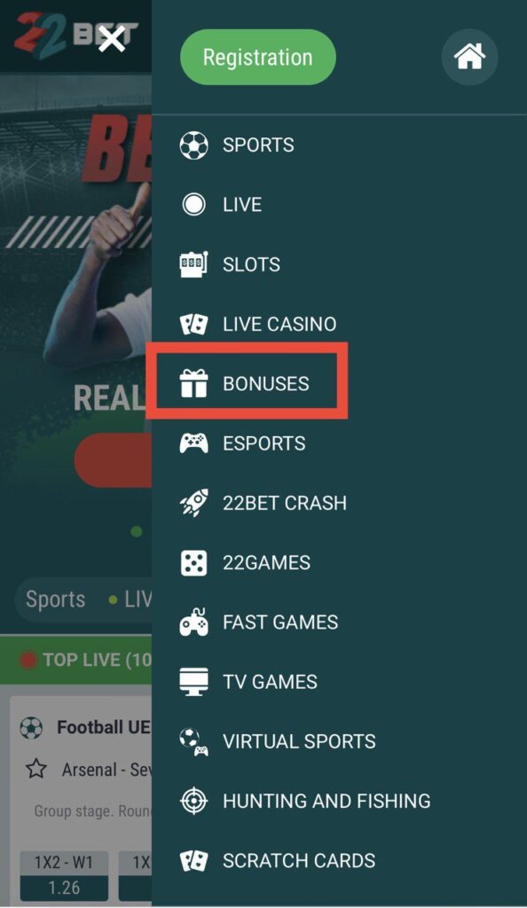 22Bet bonuses link