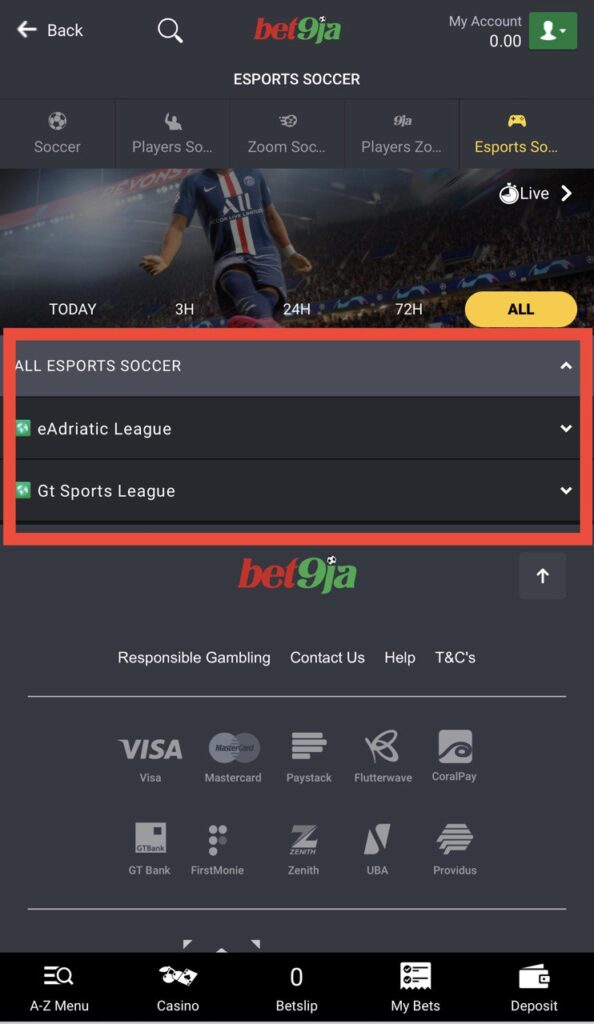 Bet9ja Esports soccer leagues