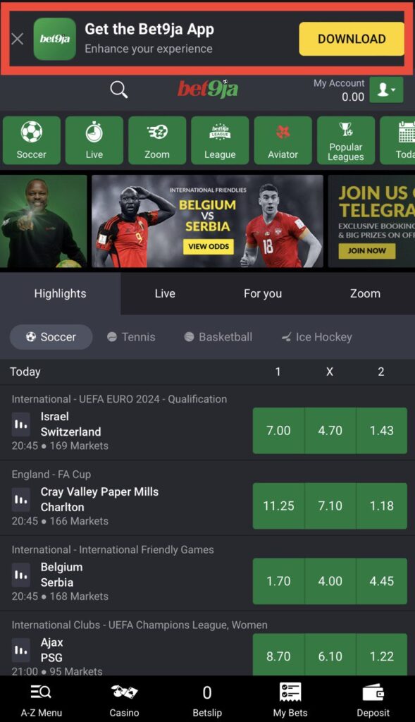 Bet9ja Mobile App Link