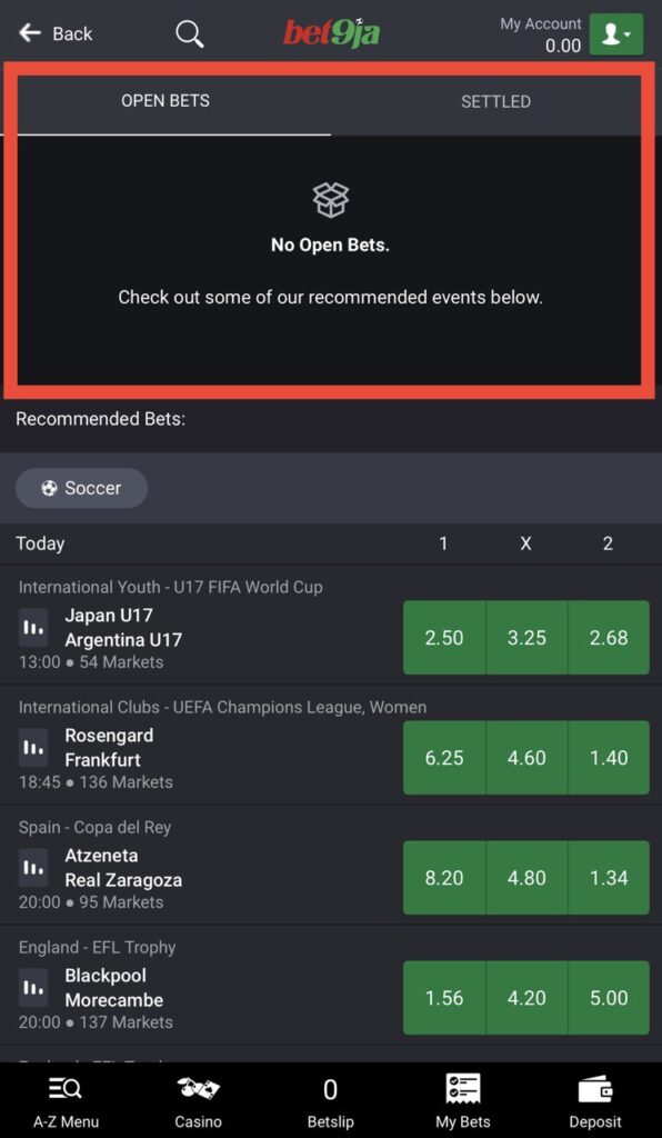 Bet9ja My bets page