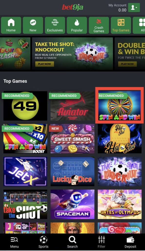 Bet9ja Popular Casino games