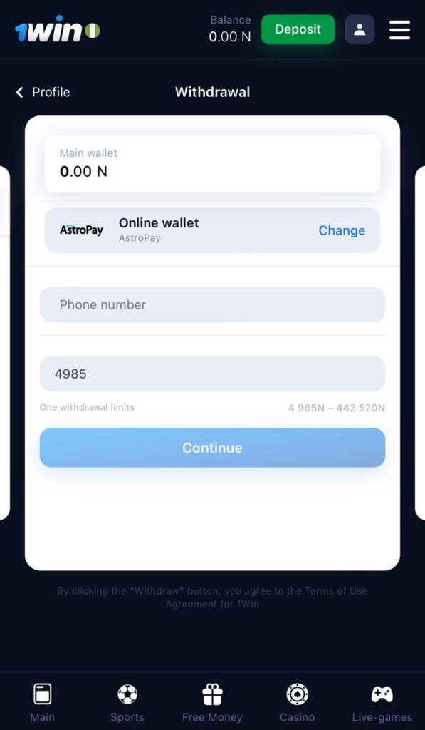 1win Withdraw AstroPay