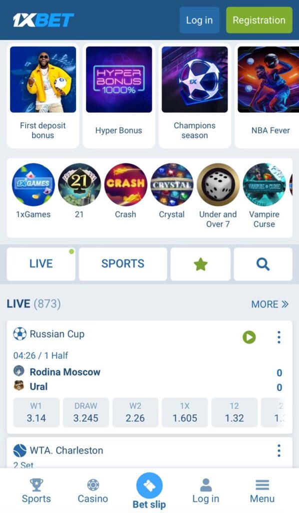 1xBet Mobile Version of Website