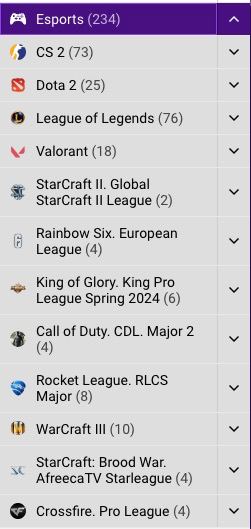 Helabet Esports Categories