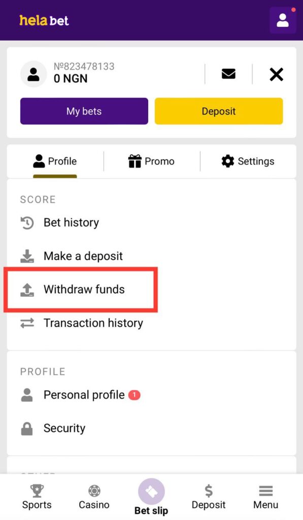 Helabet Withdraw Funds Link