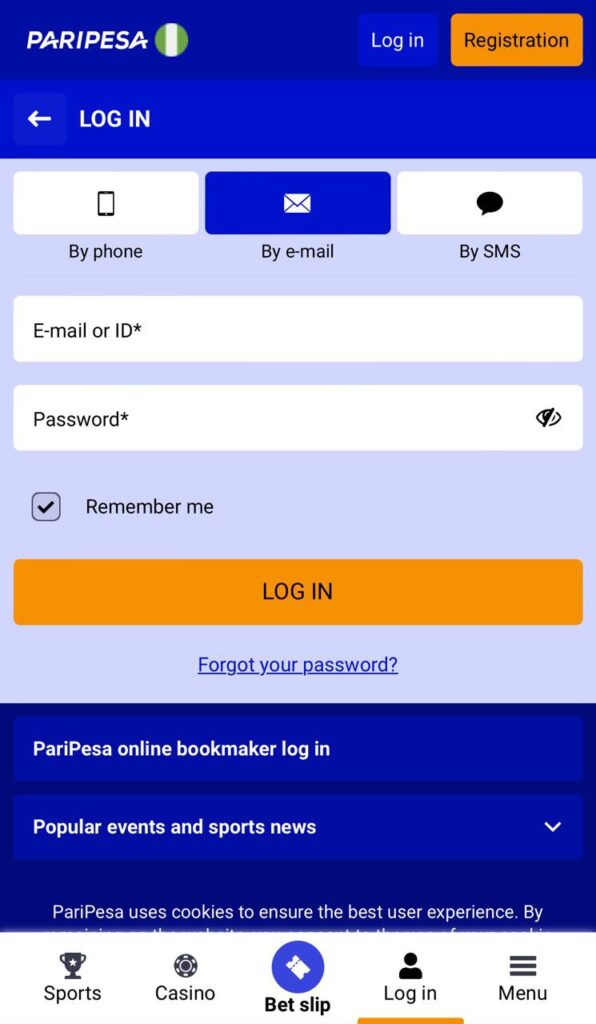 Paripesa Login By E-mail