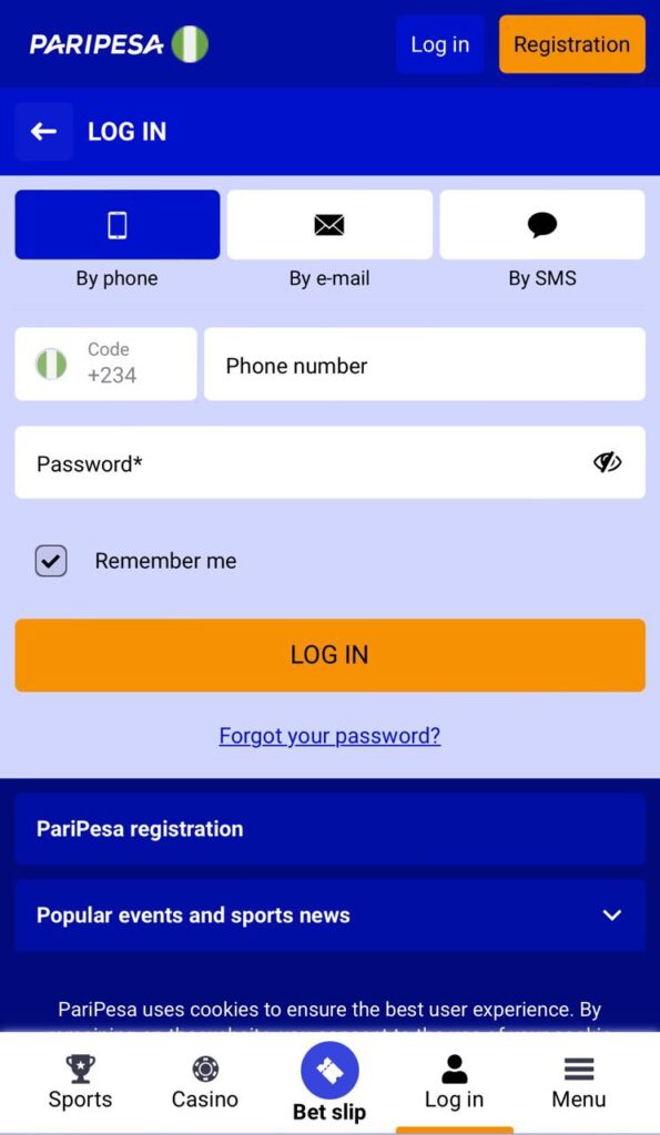 Paripesa Login By Phone