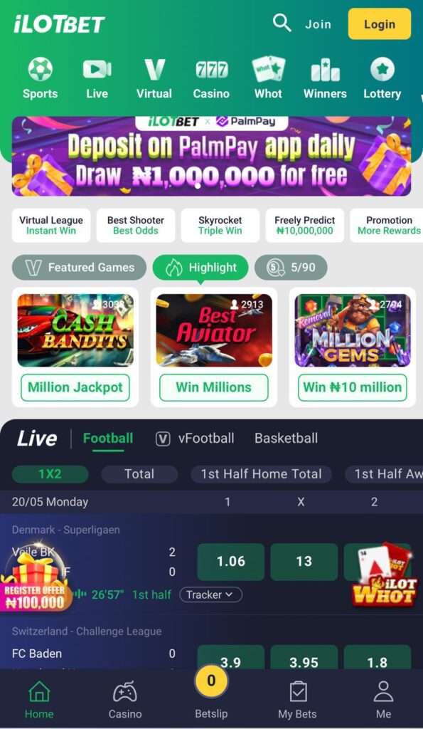 iLot Bet website mobile version